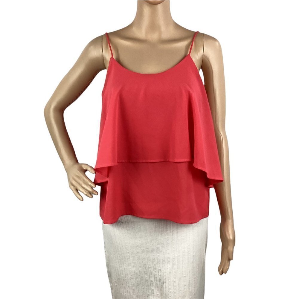 Paper Crane Flouncy Tank Top Size S Pink Layered Spaghetti Straps